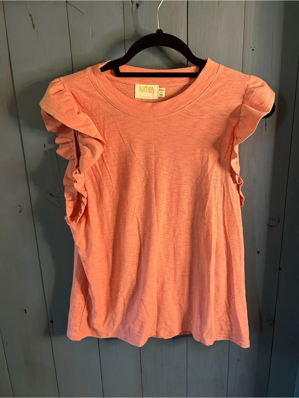 Nation Los Angeles Pink Ruffle Sleeve Women's Top | Size Large - NWOT